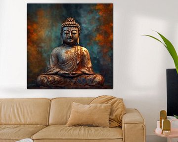 Timeless Witness. An Antique Buddha in Stone by Vlindertuin Art