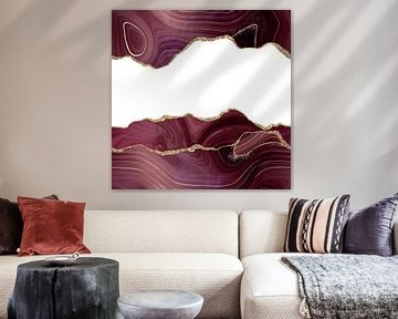 Burgundy & Gold Glitter Agate Texture 07 by Aloke Design