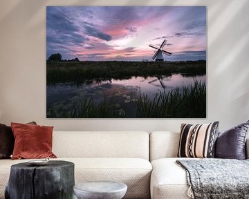 Zonsondergang bij de Witte Molen Nederland van Arjan Bijleveld