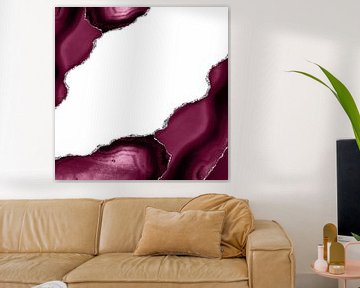 Burgundy & Silver Agate Texture 08 by Aloke Design
