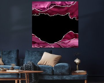 Burgundy & Silver Agate Texture 04 by Aloke Design