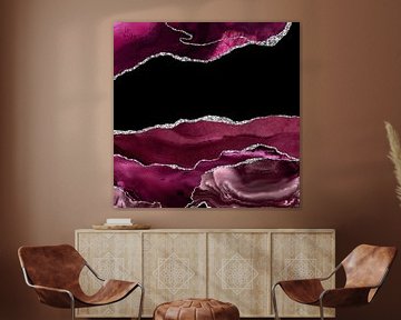Burgundy & Silver Agate Texture 02 by Aloke Design