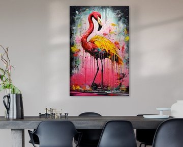 Kleurrijke flamingo van Laila Bakker
