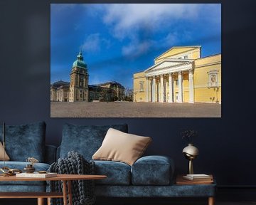 Picturesque view of the State Museum and State Archives from Karolinenplatz Darmstadt by pixxelmixx