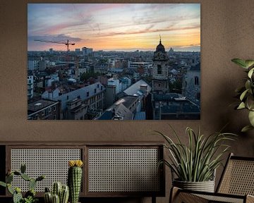 Farbenfroher Sonnenuntergang über der Altstadt von Brüssel von Werner Lerooy