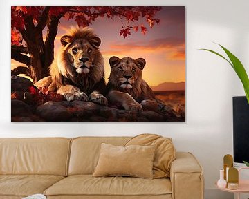 Lions on savannah by PixelPrestige