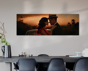 Lana Del Rey & Frank Sinatra - Romantische Huwelijksreis op Zonsondergang Canvas van Surreal Media