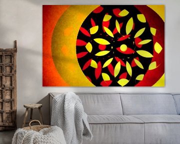 Abstracte kunst met cirkel patroon in warme kleuren van Lisette Rijkers