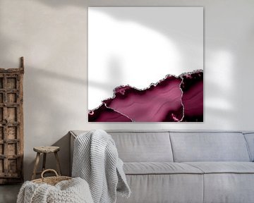 Burgundy & Silver Agate Texture 13 by Aloke Design