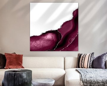 Burgundy & Silver Agate Texture 12 by Aloke Design