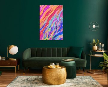 Abstracte impressie rivierdelta in kleurrijke vallei van Anna Marie de Klerk