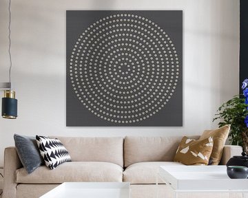 Modern abstract geometric minimalist art. Circles on dark grey by Dina Dankers