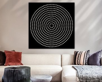 Modern abstract geometric minimalist art. Circles on black by Dina Dankers
