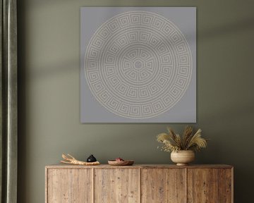 Greek Meander pattern. Modern abstract geometric art in light grey by Dina Dankers