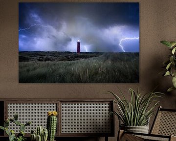 Coup de tonnerre - Orage au phare 'Westhoofd&#039 ; près de Ouddorp sur Niels Dam