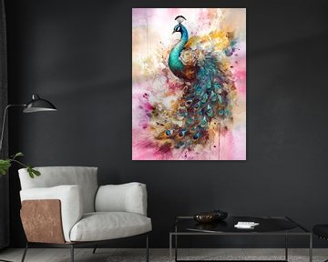 Abstracte pauw - kleurrijk van Your unique art