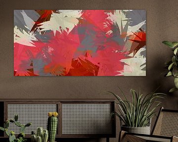 Pop of colour. Abstract botanical art in neon colors pink, grey, white by Dina Dankers