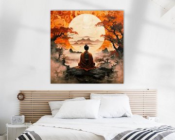 Méditation dans le paysage oriental sur Vlindertuin Art