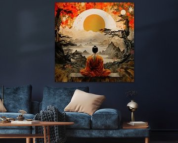 Meditation in Asian landscape by Vlindertuin Art