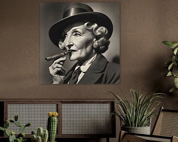 Marlene Dietrich met Cubaanse sigaar