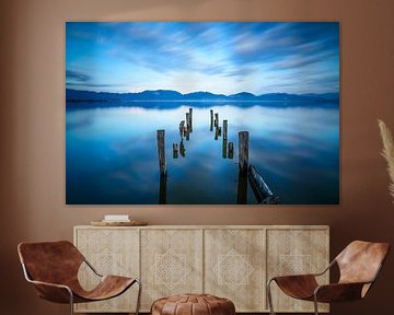 Pier remains on the Lake Massaciuccoli. Italy by Stefano Orazzini