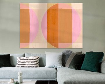 Mid Eeuw Bauhaus Vormen Roze Beige Perzik van FRESH Fine Art