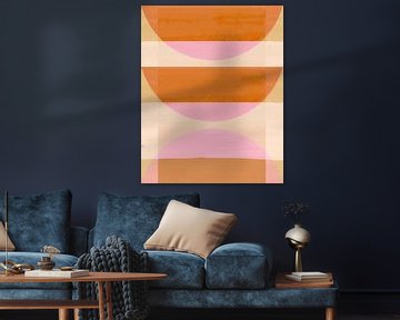 Mid Century Bauhaus Formen Pfirsich Rosa von FRESH Fine Art