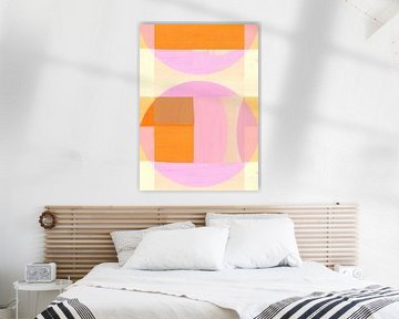 Mid Century Bauhaus Shapes Pink Peach Ivory by FRESH Fine Art