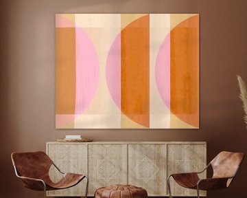 Mid Century Bauhaus Shapes Peach Pink II by FRESH Fine Art
