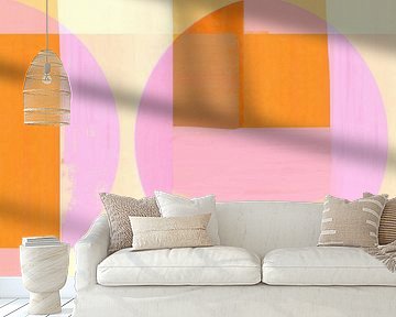 Mid Century Bauhaus Formen Rosa Pfirsich Elfenbein II von FRESH Fine Art