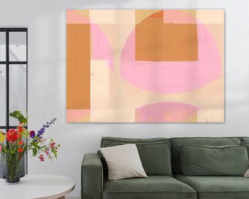 Mid Eeuw Bauhaus Vormen Roze Beige Oker II van FRESH Fine Art