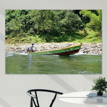 A colourful longboat