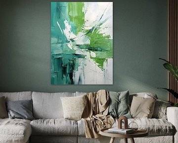 Abstract schilderij met groene verf by PixelPrestige