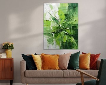 Abstract schilderij met groene verf van PixelPrestige