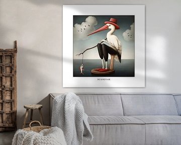 The Stork - with frame and text by Laila Bakker