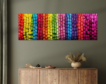 Kleurexplosie: Tulpen Regenboog Panorama by Surreal Media