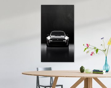 Porsche - Zwart-Wit Minimalistische Kunst van Surreal Media