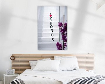 I love Mykonos | Art print Greece | Colourful travel photography by HelloHappylife