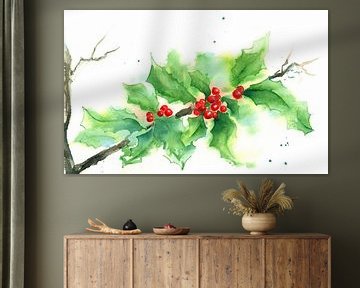 Holly twig with red berries by Karen Kaspar