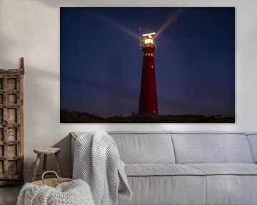 Leuchtturm auf der Insel Schiermonnikoog in den Dünen bei Sonnenuntergang von Sjoerd van der Wal Fotografie