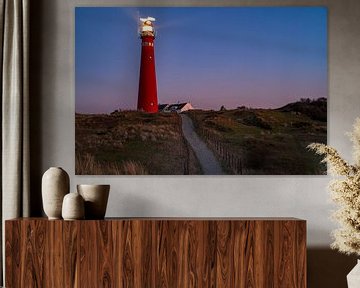 Lighthouse at Schiermonnikoog island in the dunes during sunset by Sjoerd van der Wal Photography