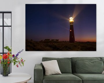 Lighthouse at Schiermonnikoog island in the dunes during sunset by Sjoerd van der Wal Photography