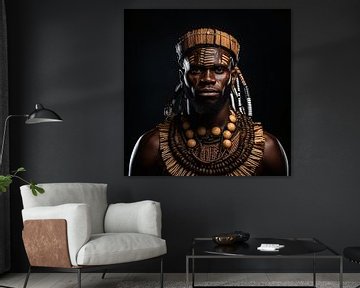 Afrikaanse Krijger uit Stam Canvas van Surreal Media