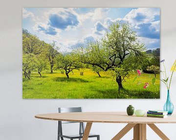 Frühlingshafter Obstgarten in den Alpen in Slowenien von Sjoerd van der Wal Fotografie