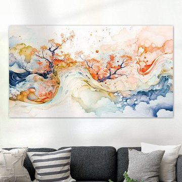 Zen meditation autumn landscape panorama 01 by Vlindertuin-Art