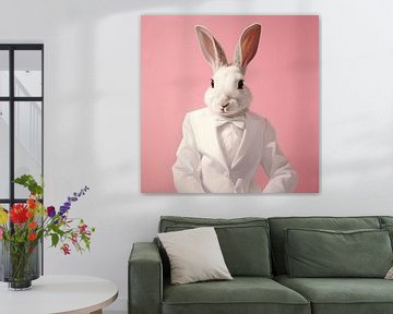 Rabbit portrait of Mr Rabbit by Vlindertuin Art
