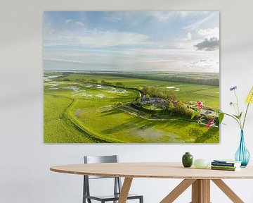 Schokland voormalig eiland in de Zuiderzee in Flevoland van bovenaf van Sjoerd van der Wal Fotografie