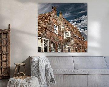 Historische, 17e eeuwse, huizen in Enkhuizen, Noord Holland