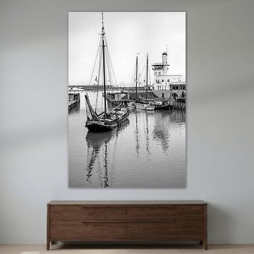 Port de Harlingen. Noir et blanc.