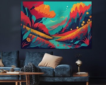 Surreale Fantasie Landschaft mit vibrant colors sur Gabriella David